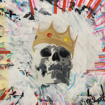 Painting titled "Skull king" by Mr Popart, Original Artwork, Acrylic Mounted on Wood Stretcher frame