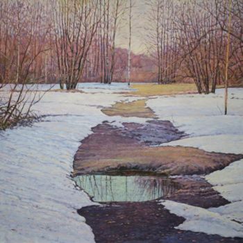 Картина под названием "Spring trace" - Jura Sapozhnikov, Подлинное произведение искусства, Масло