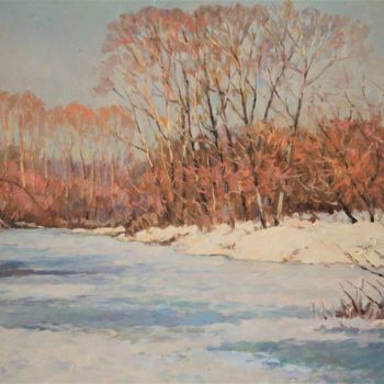 Painting titled "Thawed patches" by Jura Sapozhnikov, Original Artwork, Oil