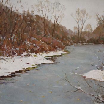Картина под названием "snowfall" - Jura Sapozhnikov, Подлинное произведение искусства, Масло
