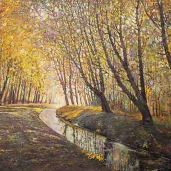 Painting titled "In the autumn park" by Jura Sapozhnikov, Original Artwork, Oil