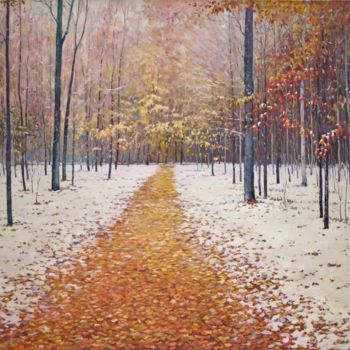 Painting titled "The Golden Road" by Jura Sapozhnikov, Original Artwork, Oil