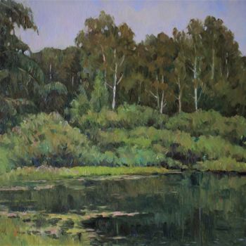 Malerei mit dem Titel "Abandoned pond" von Jura Sapozhnikov, Original-Kunstwerk, Öl