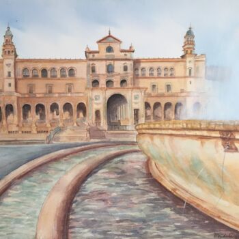 Ζωγραφική με τίτλο "Fountain in the Cit…" από Mridula Gupta, Αυθεντικά έργα τέχνης, Ακρυλικό Τοποθετήθηκε στο Ξύλινο φορείο…