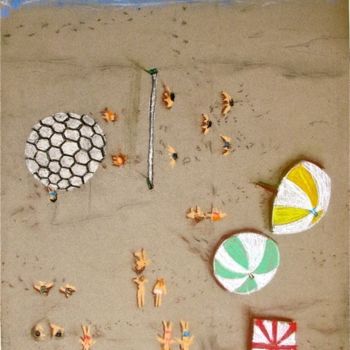 Peinture intitulée "À la plage" par Michel Robitaille, Œuvre d'art originale