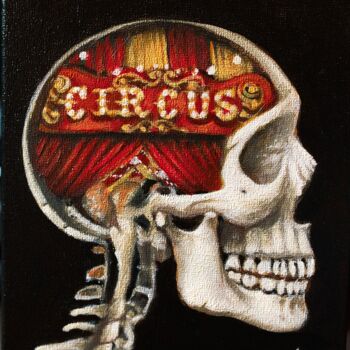 Painting titled ""Arrête ton Cirque"" by Mrs Steamcloudy, Original Artwork, Acrylic Mounted on Wood Stretcher frame