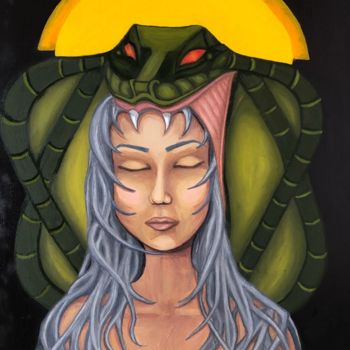 Картина под названием "Snakegirl" - Anna Afonina, Подлинное произведение искусства, Масло Установлен на Деревянная рама для…