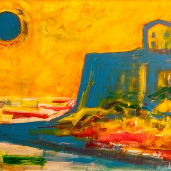 Peinture intitulée "Blue Sun above Dulc…" par Mentor Llunji, Œuvre d'art originale, Acrylique