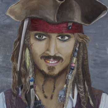 Malarstwo zatytułowany „Cpt. Jack Sparrow” autorstwa Ms Selene, Oryginalna praca, Olej