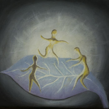 Malarstwo zatytułowany „Lunar dance” autorstwa Ms Selene, Oryginalna praca, Olej Zamontowany na Drewniana rama noszy