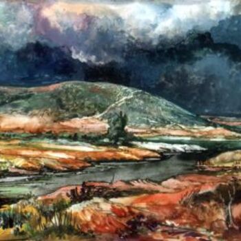 Pintura intitulada "Fall Thunderstorm A…" por Mike Satcher, Obras de arte originais, Óleo