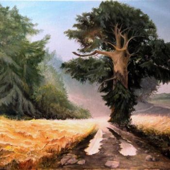 Schilderij getiteld "ROAD AND SILENCE" door Mike Satcher, Origineel Kunstwerk, Olie