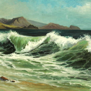 Painting titled "Crimea seashore" by Mike Satcher, Original Artwork, Oil