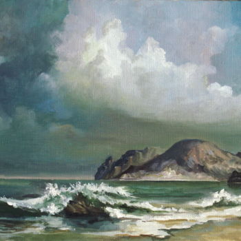 Pintura intitulada "Violet cloud" por Mike Satcher, Obras de arte originais, Óleo
