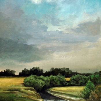 Malerei mit dem Titel "Rural landscape" von Mike Satcher, Original-Kunstwerk, Öl