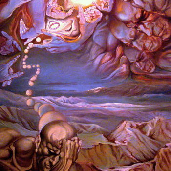 Peinture intitulée "Titan in Desert or…" par Mike Satcher, Œuvre d'art originale, Huile