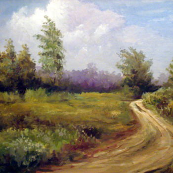Painting titled "BETWEEN VILLAGES" by Mike Satcher, Original Artwork, Oil