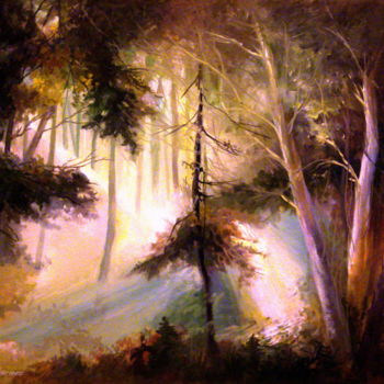 Peinture intitulée "FOREST FOREST FOREST" par Mike Satcher, Œuvre d'art originale, Huile