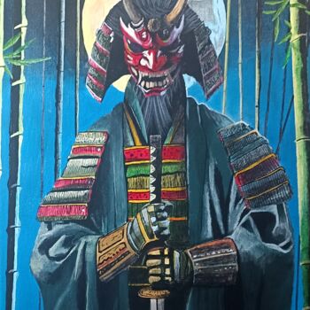 Peinture intitulée "Oni Guardian" par Mskal, Œuvre d'art originale, Acrylique Monté sur Châssis en bois