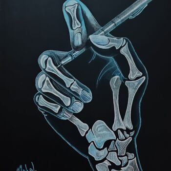 Painting titled "Handwrite for Blueh…" by Mskal, Original Artwork, Acrylic Mounted on Wood Stretcher frame