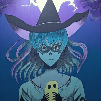 Painting titled "The Witch" by Mskal, Original Artwork, Acrylic Mounted on Wood Stretcher frame