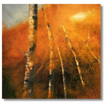Painting titled "Trees" by Soledad, Original Artwork, Oil Mounted on Wood Stretcher frame