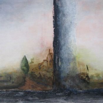 Schilderij getiteld "paysage TGV 2" door Marie-Sylvie Riviere, Origineel Kunstwerk