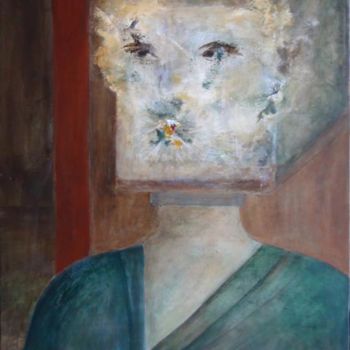 Pintura intitulada "Le masque de pierre" por Marie-Sylvie Riviere, Obras de arte originais