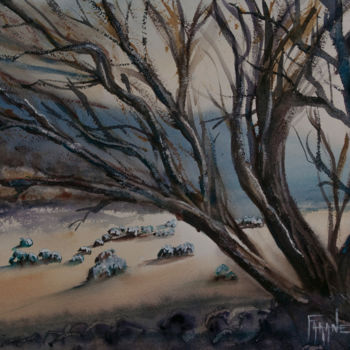 Pintura titulada "L'automne" por Michelle Alias Farane Thébault, Obra de arte original, Acuarela