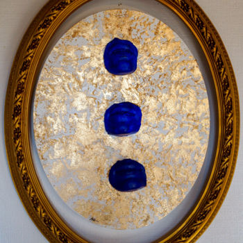 Ζωγραφική με τίτλο "Free blue Lips (gol…" από Marine Tessier, Αυθεντικά έργα τέχνης, Ακρυλικό