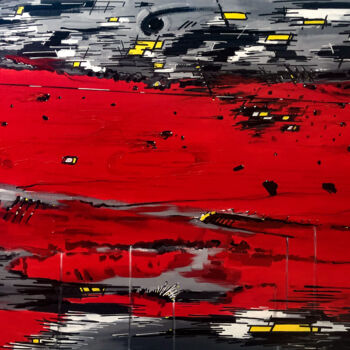 Картина под названием "Bloody Stream" - Mü, Подлинное произведение искусства, Акрил Установлен на Деревянная рама для носилок