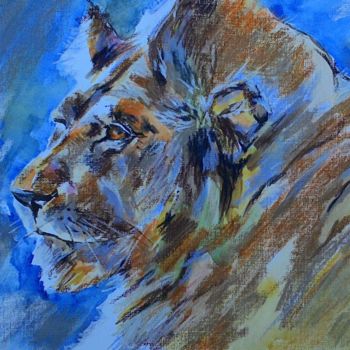 Картина под названием "Lion.jpg" - Ульяна Майская, Подлинное произведение искусства, Акварель