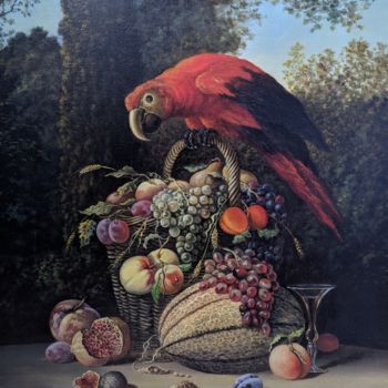Картина под названием "Попугай" - Aleksandr Klimov, Подлинное произведение искусства, Масло