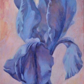 Painting titled "Blue iris" by Evgeniya Kolchina, Original Artwork, Oil
