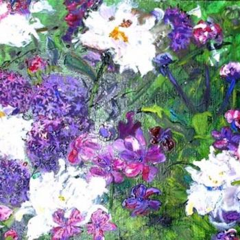 Картина под названием "Violet flowers" - Dana Mukanova-Khurschudyan, Подлинное произведение искусства, Масло