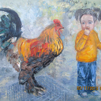 Pintura titulada "на птичьем рынке. i…" por Olga Mukhariamova, Obra de arte original, Oleo
