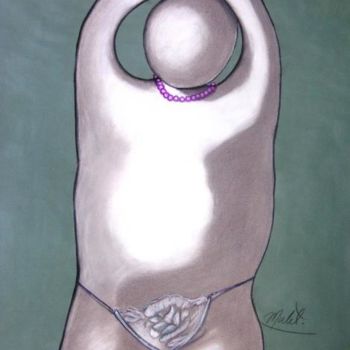 Pintura titulada ""Nude with Tanga"" por Modesto Mulet, Obra de arte original