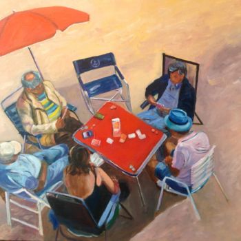 Painting titled "Cannes, joueurs de…" by Muriel Mijo, Original Artwork, Oil