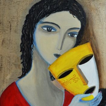 Schilderij getiteld "The mask" door Mumuscape, Origineel Kunstwerk, Acryl