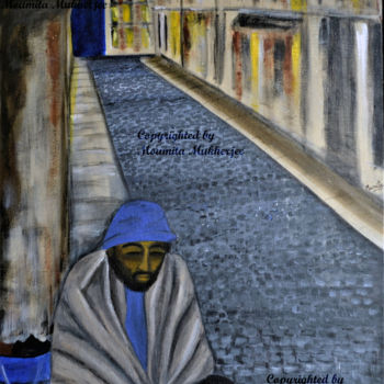 Painting titled "The cold footpath" by Mumuscape, Original Artwork, Acrylic