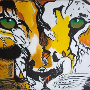 Painting titled "Lioness eye" by Mumuzepaint, Original Artwork, Acrylic