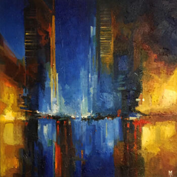 Malerei mit dem Titel "in a big city" von Yura Matiyashchuk, Original-Kunstwerk, Öl
