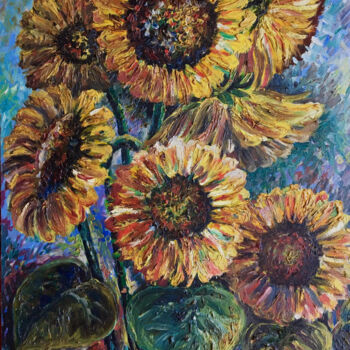 Pintura titulada "sunflowers" por Yura Matiyashchuk, Obra de arte original, Oleo