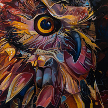 Painting titled "owl" by Yura Matiyashchuk, Original Artwork, Oil