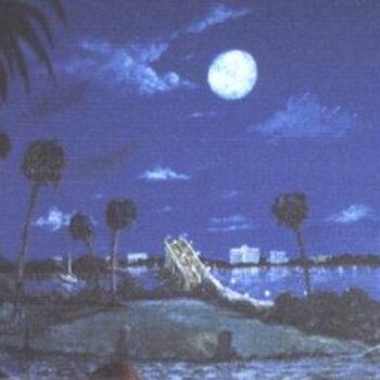 Pittura intitolato "Moontune" da Thom Green, Opera d'arte originale