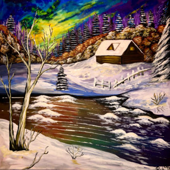 Painting titled "Winter Wonderland" by Merlusca Rebeca, Original Artwork, Acrylic