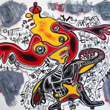 Peinture intitulée "Fake Hero. Abstract…" par Murat Rey, Œuvre d'art originale, Acrylique