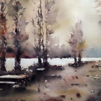 Painting titled "YEDİGÖLLER..." by Murat Bakir, Original Artwork, Watercolor