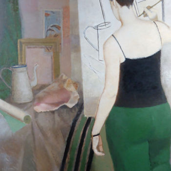Painting titled "Урок живописи" by Olga Muratova, Original Artwork