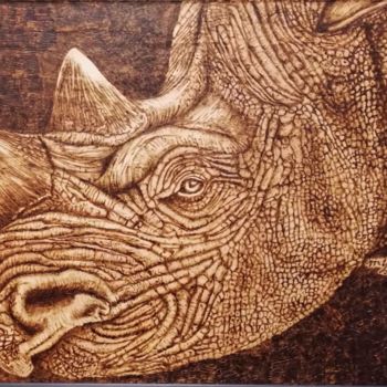 "The Rhino" başlıklı Baskıresim Murat Yilmaz tarafından, Orijinal sanat, Ankostik resim 
